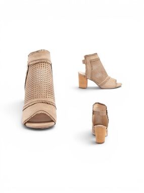CG Shoes “Kyra” Peep‑Toe Suede Booties – Taupe – Size 9